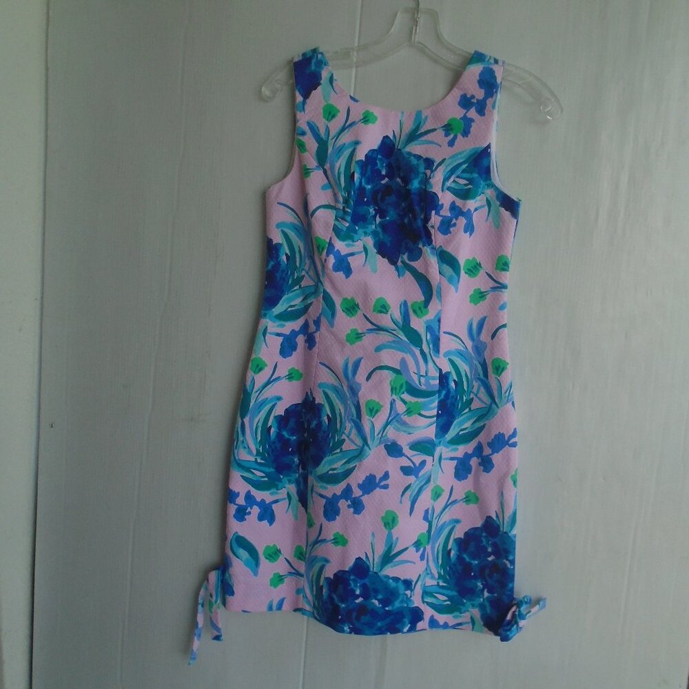 Lilly Pulitzer Mila Womens Floral Shift Dress Size 00 Pink/Blue
